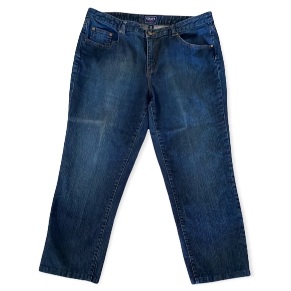 Chaps Womens' Plus Size 18W Dark Blue Madden Straight Slimming Fit Denim Jeans - Picture 3 of 7